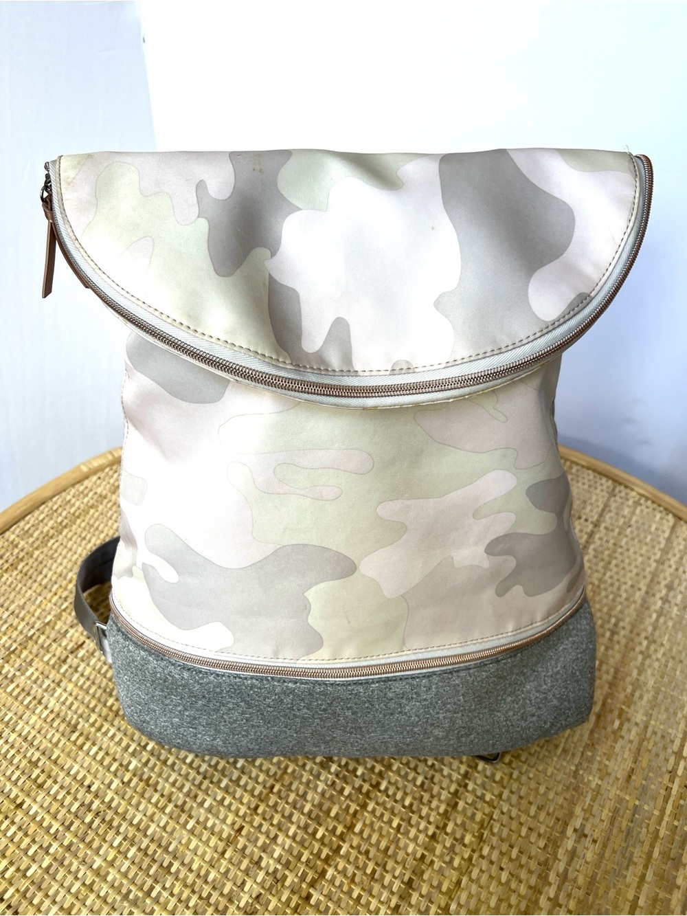 Stella & Dot Crush It backpack blush camouflage blush pink mint green light grey
